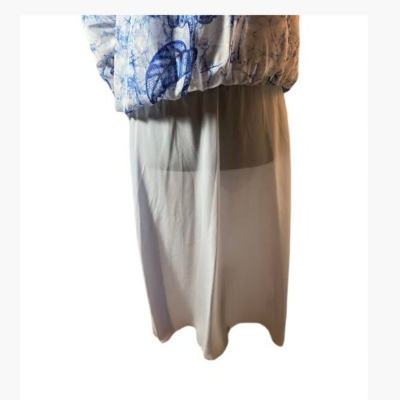 White House Black Market Blue White Clip Dot Halter BoHo Midi Dress Size 14 EUC - Picture 15 of 15